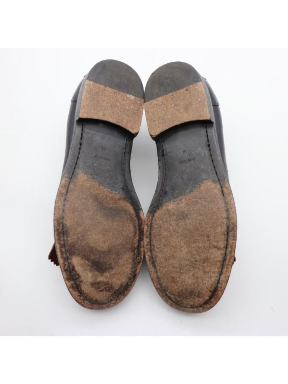 Burberry Kiltie Bedmoore Fringe Men’s EU 44 Leather Loafers Navy/ Brown Italy - Picture 9 of 14